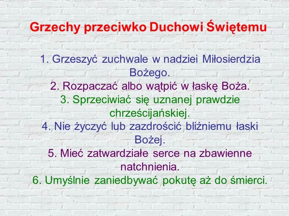 6 grzechów przeciwko Duchowi Świętemu i przykazaniom: konsekwencje